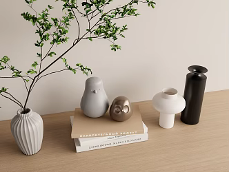 Vase Book Ceramic Ornaments Combination 3d model