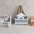 White and Gold Baby Cribs with Canopy Fairy Lights Bedding Cushions Toys and Gifts