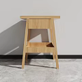 Minimalist Wooden Side Table With Lower Shelf Against White Wall 3d model