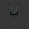 Ancient Green Cannon Weapon With Wheels And Long Metal Barrel