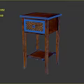 Traditional Wooden Side Table With Ornate Carved Drawer And Lower Shelf