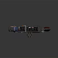 Detailed Revolver With Wooden Grip Metal Components Blue Red Accents And Copper Bullets
