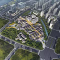 Birds Eye View Urban Planning With High Rise Buildings Traditional Architecture Green Spaces And Waterway
