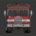 Red Fire Truck With White Stripes Rescue Equipment And Ladder On Black Background