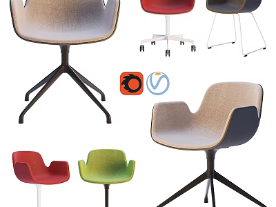Modern Single Accent Chairs With Various Colors And Stylish Swivel Base Design 3d model