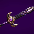 Fantasy Magical Sword Weapon With Purple Gemstones Golden Accents And Glowing Intricate Design