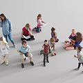 Group of People Including Adults and Children Talking Reading Playing Sitting Standing and Interacting