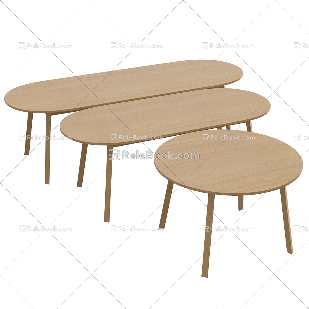 Table Combination Round Dining Table Oval Dining Table 3d model