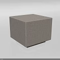 Simple Modern Light Gray Fabric Cube Ottoman With Black Base Legs 3d model