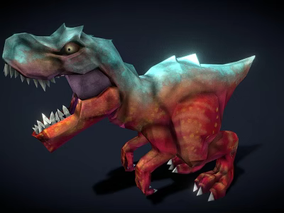 Colorful T Rex Dinosaur Model With Open Mouth And Sharp Teeth 3d model