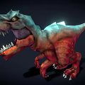 Colorful T Rex Dinosaur Model With Open Mouth And Sharp Teeth