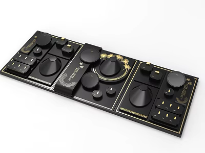 Stylish Black Gold Jewelry Piece With Decorative Circular Accents And Details 3d model