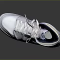 White High Top Casual Shoes Featuring Blue Logo White Laces And White Sole