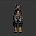 Detailed German Shepherd Sculpture Carving Wearing Tactical Gear Features