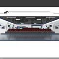 School Science Classroom With Red Seats Interactive Displays And Ceiling Lights 3d model