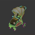 Stylish Baby Stroller With Gray Canopy Red Handle Comfortable Seat And Smooth Wheels