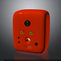 Red Square Shaped Electronic Appliance With Multiple Functional Ports And Control Buttons