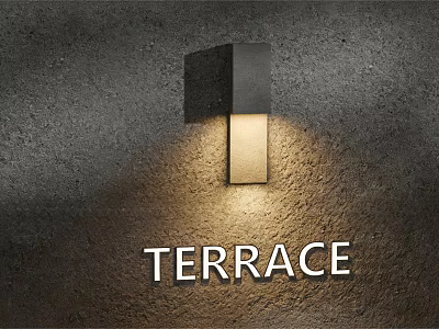 Modern Terrace Wall Light Mounted On Concrete Surface With Warm Glow 3d model