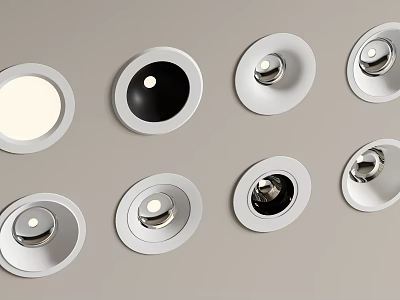 Modern Downlights And Spotlights With Round Design White Black Frames For Home Ceiling Installation 3d model