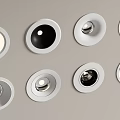 Modern Downlights And Spotlights With Round Design White Black Frames For Home Ceiling Installation 3d model