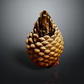 Close Up View Of Natural Detailed Pine Cone With Textured Brown Surface