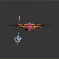 Vibrant Parrot Mythical Character With Colorful Wings Red Gold Costume Headdress And Weapon