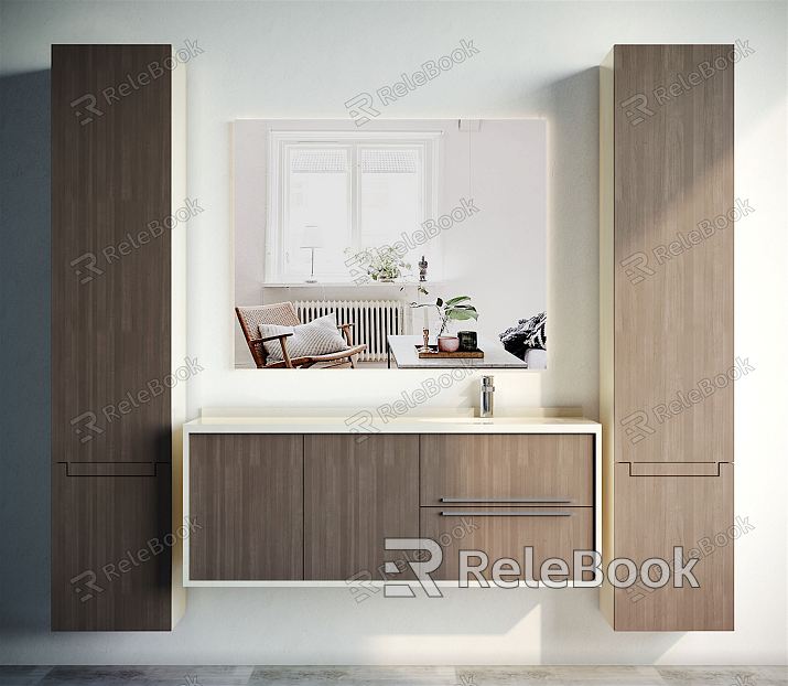 Modern Washstand Sink Sink Mirror Cabinet model