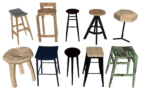 Modern Bar Stool Bar Chair Combination 3d model