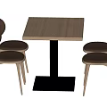Wooden Square Dining Table Set With Four Dark Velvet Chairs And Black Base 3d model