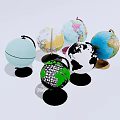 Collection of Various Colored Decorative Globes With Different Styles And Bases