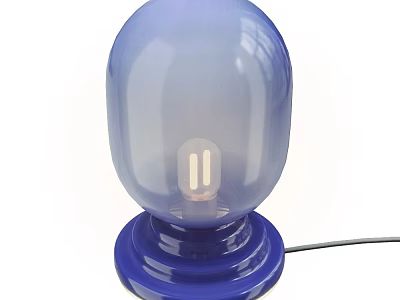 Modern Blue Table Lamp With Translucent Shade And Sturdy Base For Home Decor 3d model