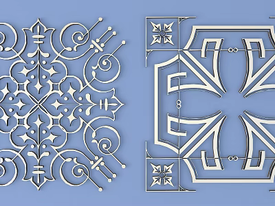 Intricate Carved Patterns With Scrolls Floral Motifs And Geometric Designs 3d model