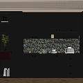Modern Black Wine Cabinet Design With Patterned Wallpaper And Decorative Plants 3d model