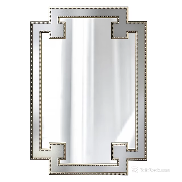 Elegant Decorative Wall Mirror Featuring Geometric Metal Frame For Home Decor 3d model 