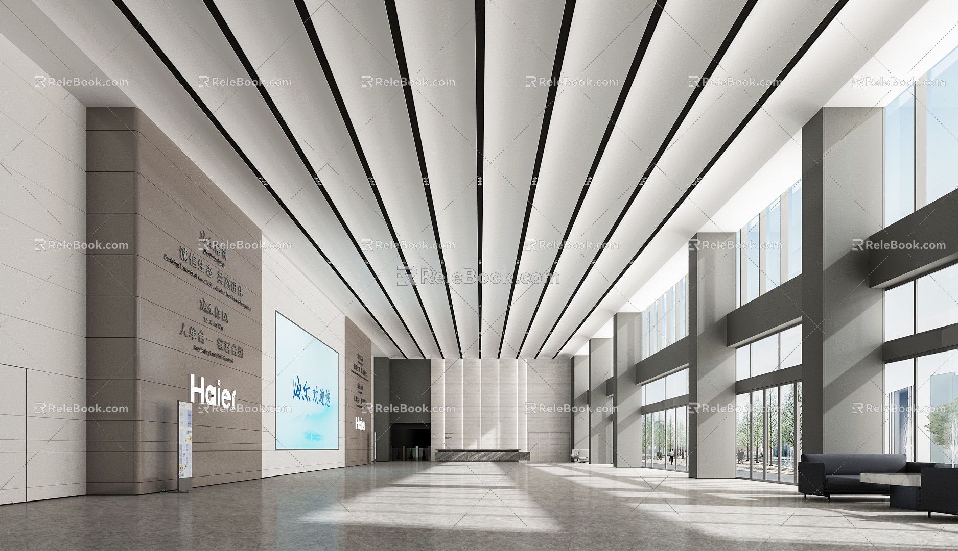 Modern Hall Corporate Lobby 3d model