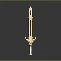 Golden Scepter With Ornate Decorative Chains Spiked Top And Crystal Base