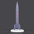 Military Rocket Weapon Display With Golden Sphere And Small Models On Platforms 3d model