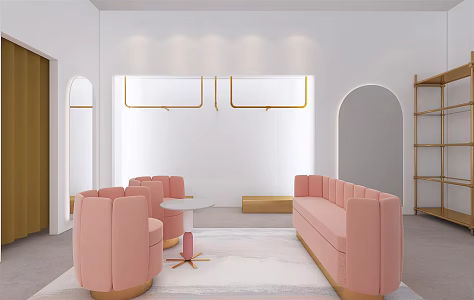 Light Luxury Women's Clothing Store Women's Shop Sofa Cream 3d model