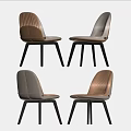 Modern Dining Chairs In Neutral Tones With Ribbed Backrest And Black Legs
