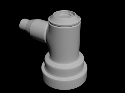 White Cylindrical 3D Model Mechanical Component With Round Opening And Side Connector 3d model