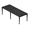 Stylish Long Black Rectangular Dining Table With Six Sleek Legs For Modern Home Daily Use