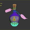 Colorful Poison Bottle With Red Cork Stopper Purple Blue Gradient And Green Leaf