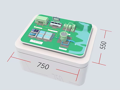 Exhibition Island 3D Model with Detailed Structure Green Landscape and Water Feature 3d model