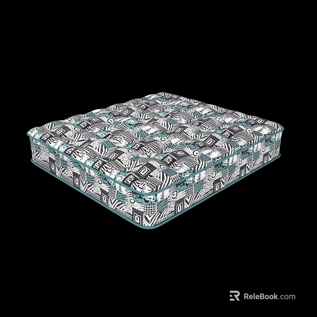 Modern Patterned Mattress With Black White Blue Abstract Design And Comfortable Surface 3d model 