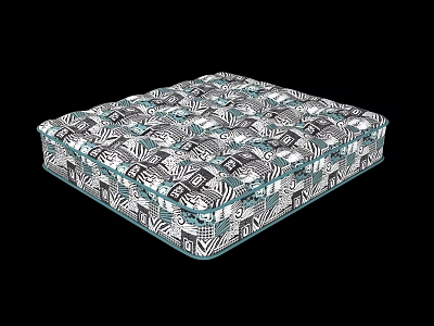 Modern Patterned Mattress With Black White Blue Abstract Design And Comfortable Surface 3d model