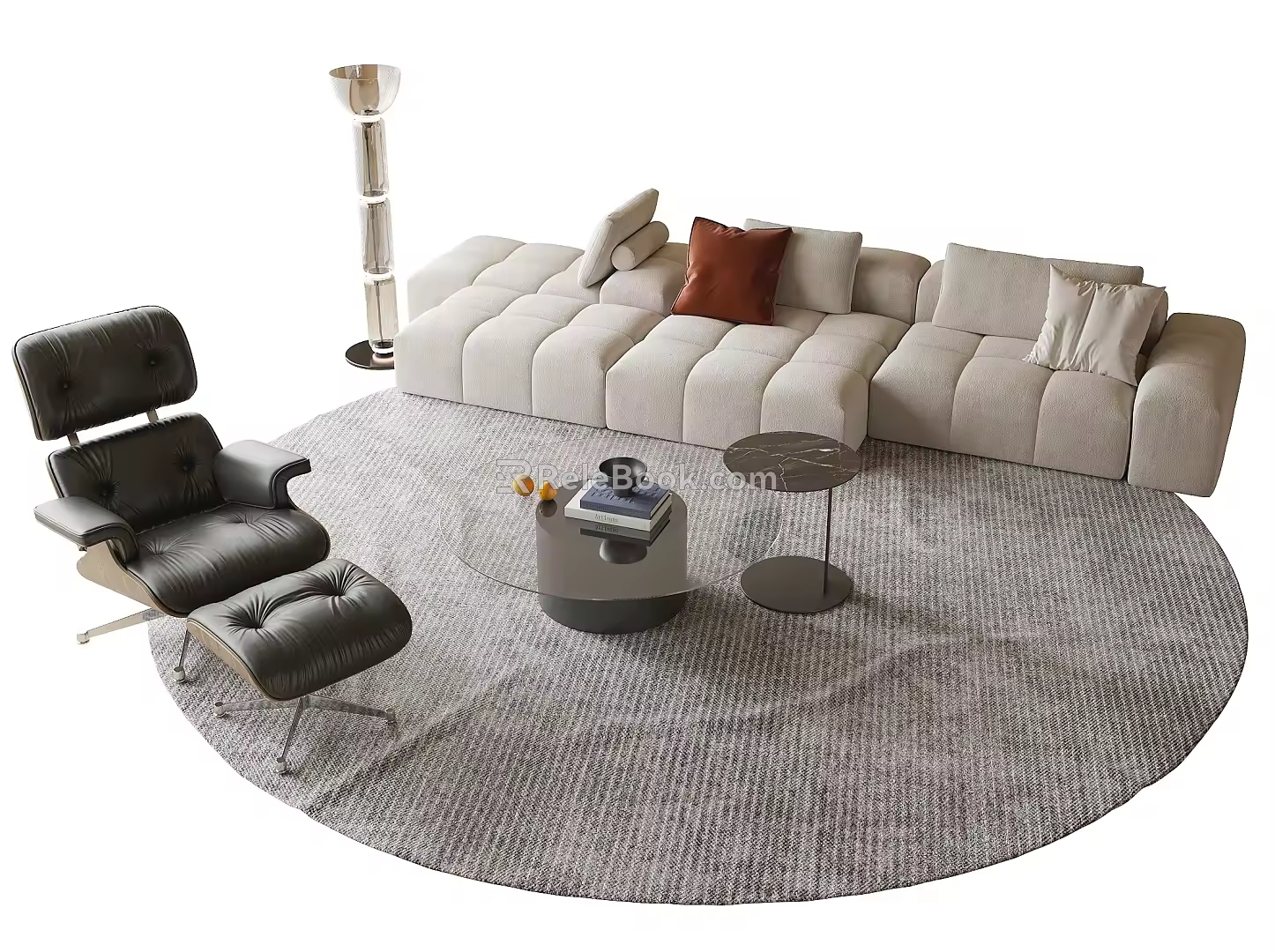 Sofa Coffee Table Combination Coffee Table Type Sofa Leisure Chair Floor Lamp 3d model