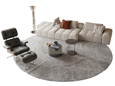 Sofa Coffee Table Combination Coffee Table Type Sofa Leisure Chair Floor Lamp 3d model