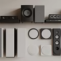 Contemporary Headphones And Speakers Collection With Various Styles Black White Design