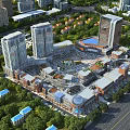 Aerial Urban Planning Layout Featuring High Rise Buildings Commercial Complex And Green Spaces