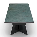 Modern Green Marble Top Dining Table With Black Metal Legs Design